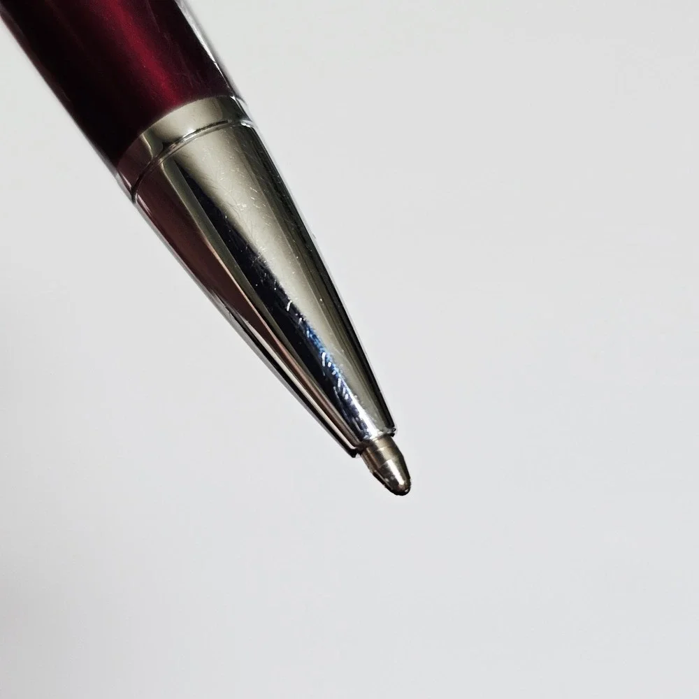 Vtg Cross Bailey Ballpoint Pen Metallic Burgundy Red‎ Chrome Trim Twist Action
